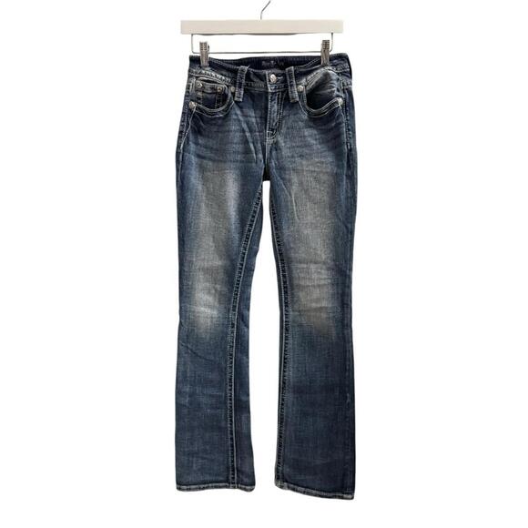 1176 Miss Me Blue Bootcut Jeans 26 (28x33.5) Western Cowgirl Bling Rodeo NWOT - Picture 1 of 9